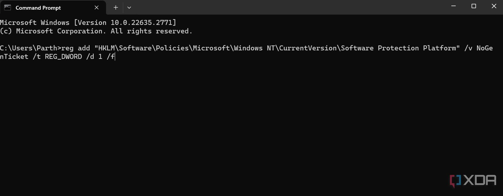 edit registry via Command Prompt on Windows
