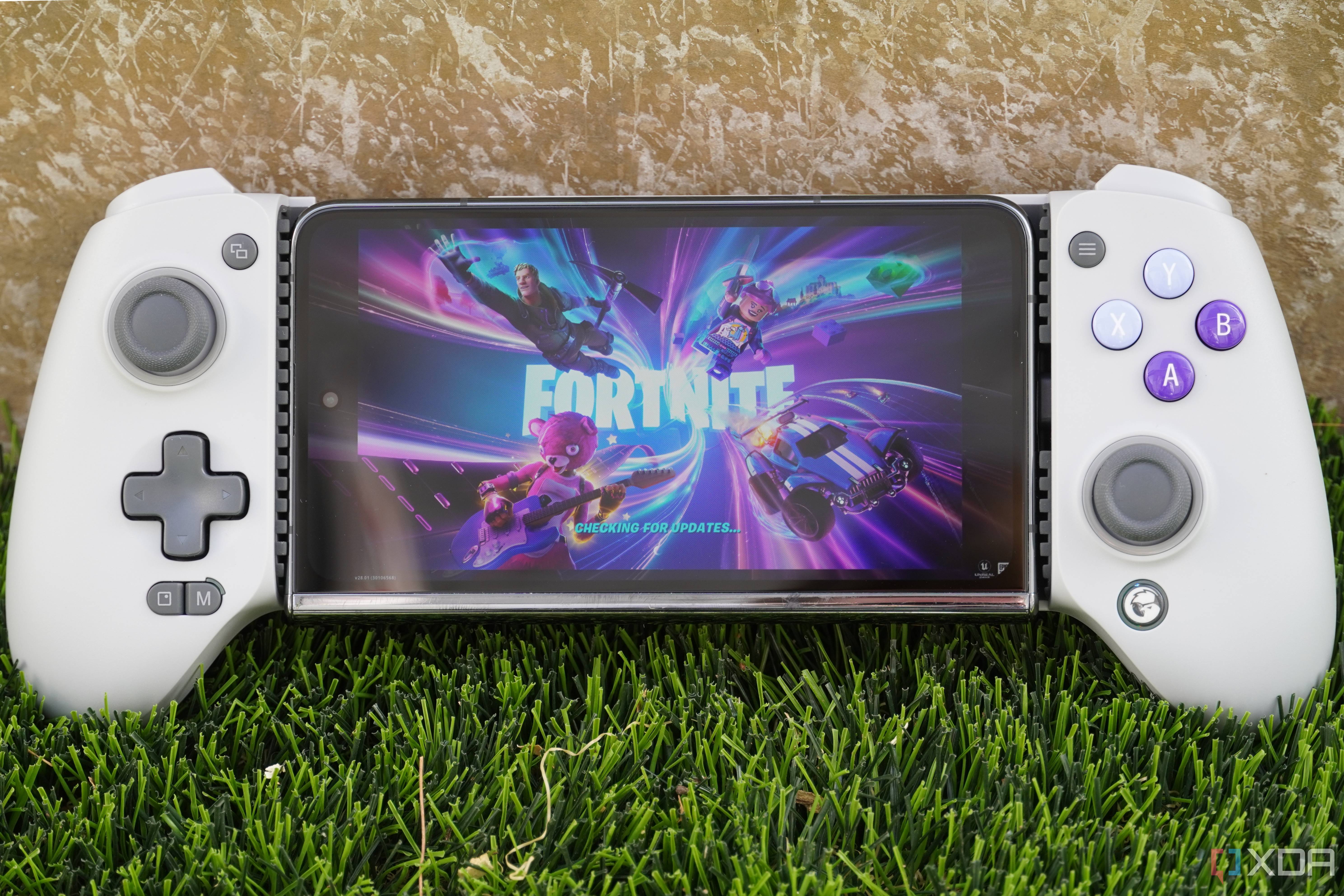 The Fortnite splash screen on a G8 Galileo controller.