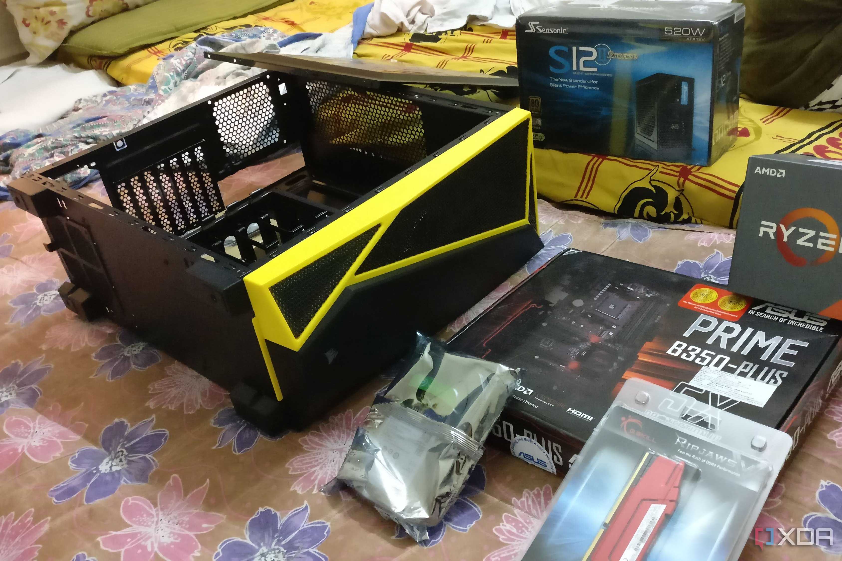 PC parts during a PC building process