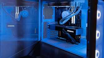 Closeup of a gaming PC with RTX 3080 FE