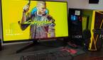 Image of Gaming PC setup with Cyberpunk 2077 wallpaper on monitor
