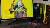 Image of Gaming PC setup with Cyberpunk 2077 wallpaper on monitor