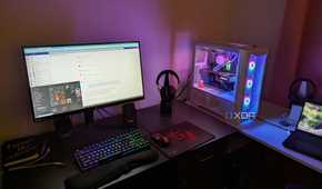 Gaming PC setup with RGB and monitor and keyboard