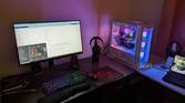 Gaming PC setup with RGB and monitor and keyboard