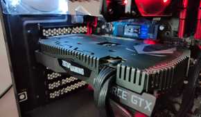Close up of GTX 1660 Ti GPU inside a gaming PC