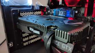 Close up of GTX 1660 Ti GPU inside a gaming PC