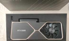 Close up of GeForce RTX 3080 FE with box