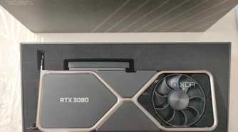 Close up of GeForce RTX 3080 FE with box