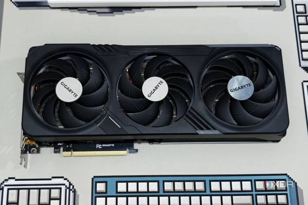 An image showing the Gigabyte GeForce RTX 4070 Ti Gaming OC GPU kept on a deskmat.