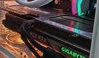 An image showing the Gigabyte GeForce RTX 4070 Ti Gaming OC GPU installed in a PC with RGB lights.