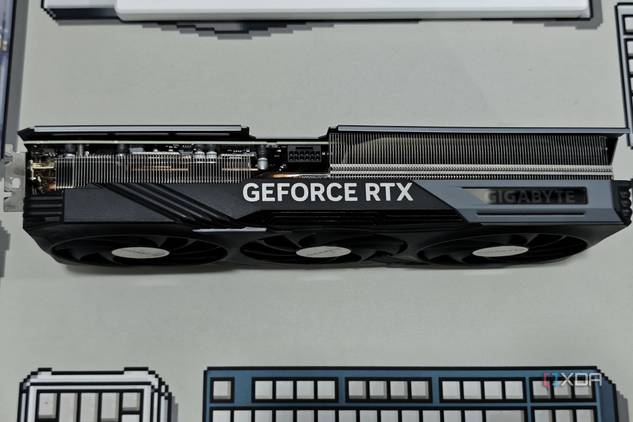 An image showing the side profile of the Gigabyte GeForce RTX 4070 Ti Gaming OC GPU.