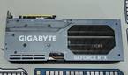 An image showing the backplate of a Gigabyte GeForce RTX 4070 Ti Gaming OC GPU that's kept on a deskmat.