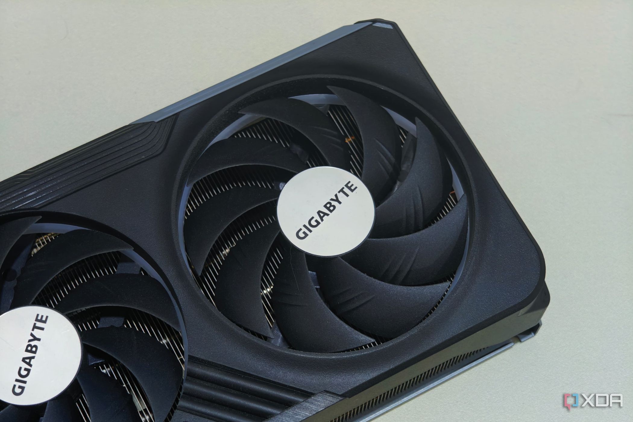 An image showing one of the three axial fans of the Gigabyte GeForce RTX 4070 Ti Gaming OC GPU.