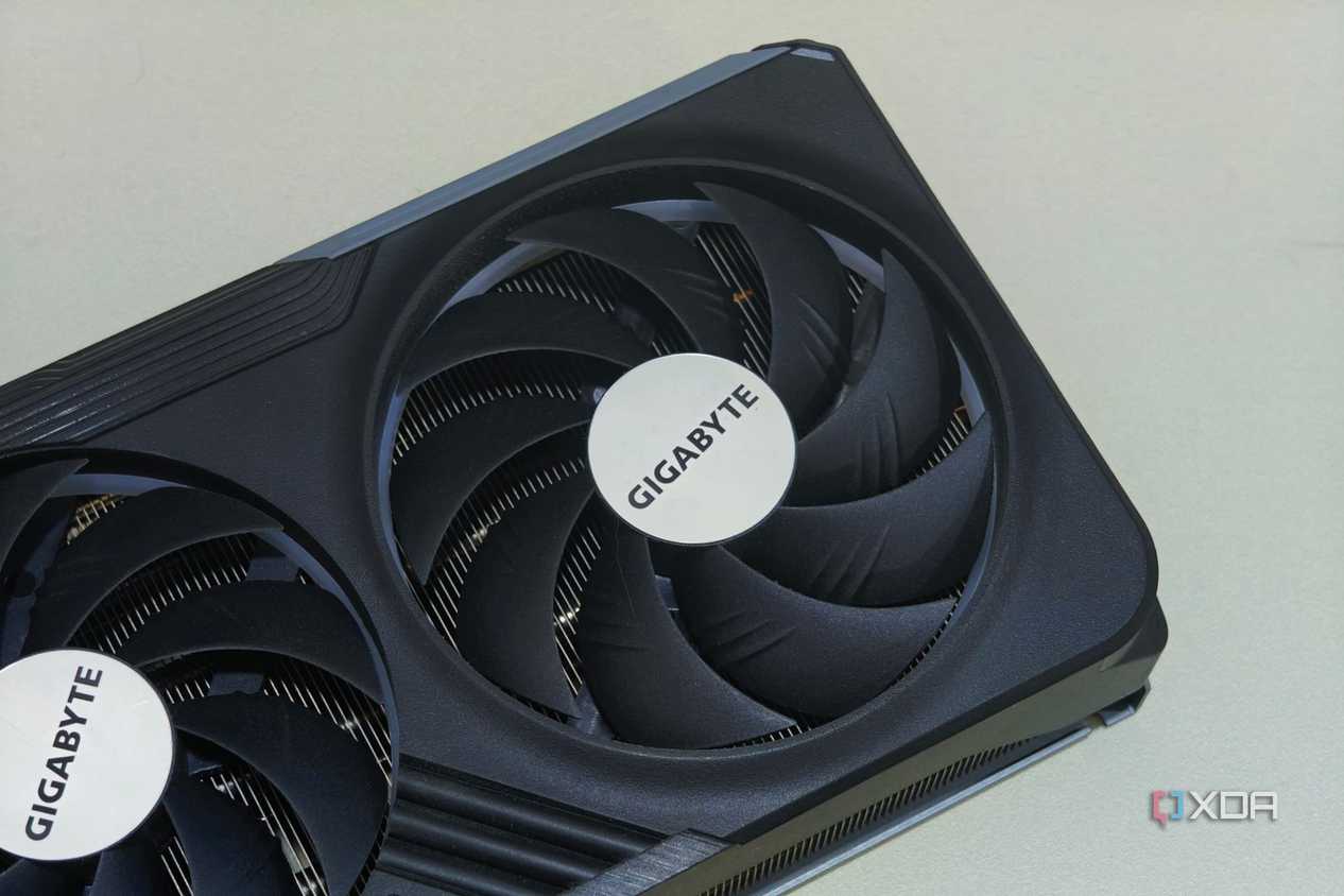 An image showing one of the three axial fans of the Gigabyte GeForce RTX 4070 Ti Gaming OC GPU.