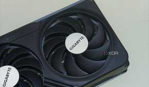 An image showing one of the three axial fans of the Gigabyte GeForce RTX 4070 Ti Gaming OC GPU.
