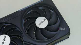 An image showing one of the three axial fans of the Gigabyte GeForce RTX 4070 Ti Gaming OC GPU.
