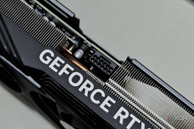 An image showing the 12VHPWR socket on the Gigabyte GeForce RTX 4070 Ti Gaming OC GPU.