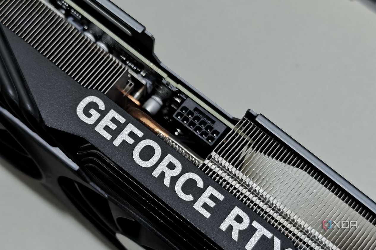 An image showing the 12VHPWR socket on the Gigabyte GeForce RTX 4070 Ti Gaming OC GPU.