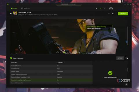 A screenshot showing the graphics settings description in GeForce Experience.