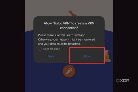 A screenshot showing the highlighted 'Allow' option in permission popup on Android.