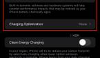 maximum capacity, peak performance capability, and charging optimizations listed in battery health settings