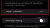 maximum capacity, peak performance capability, and charging optimizations listed in battery health settings