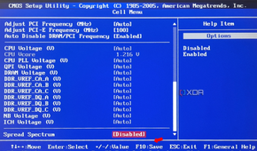 The 'Cell Menu' within the BIOS setup, with the 'Save and exit' option highlighted by a red arrow at the bottom of the screen.