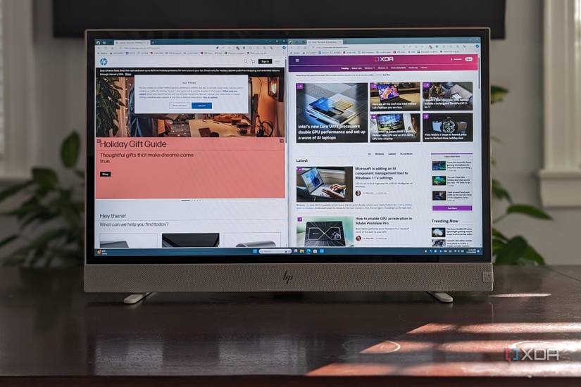 A phot of web browsing and Microsoft Edge open on the HP Envy Move