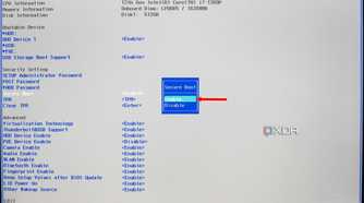 Screenshot of a Huawei BIOS showing the Secure Boot option enabled