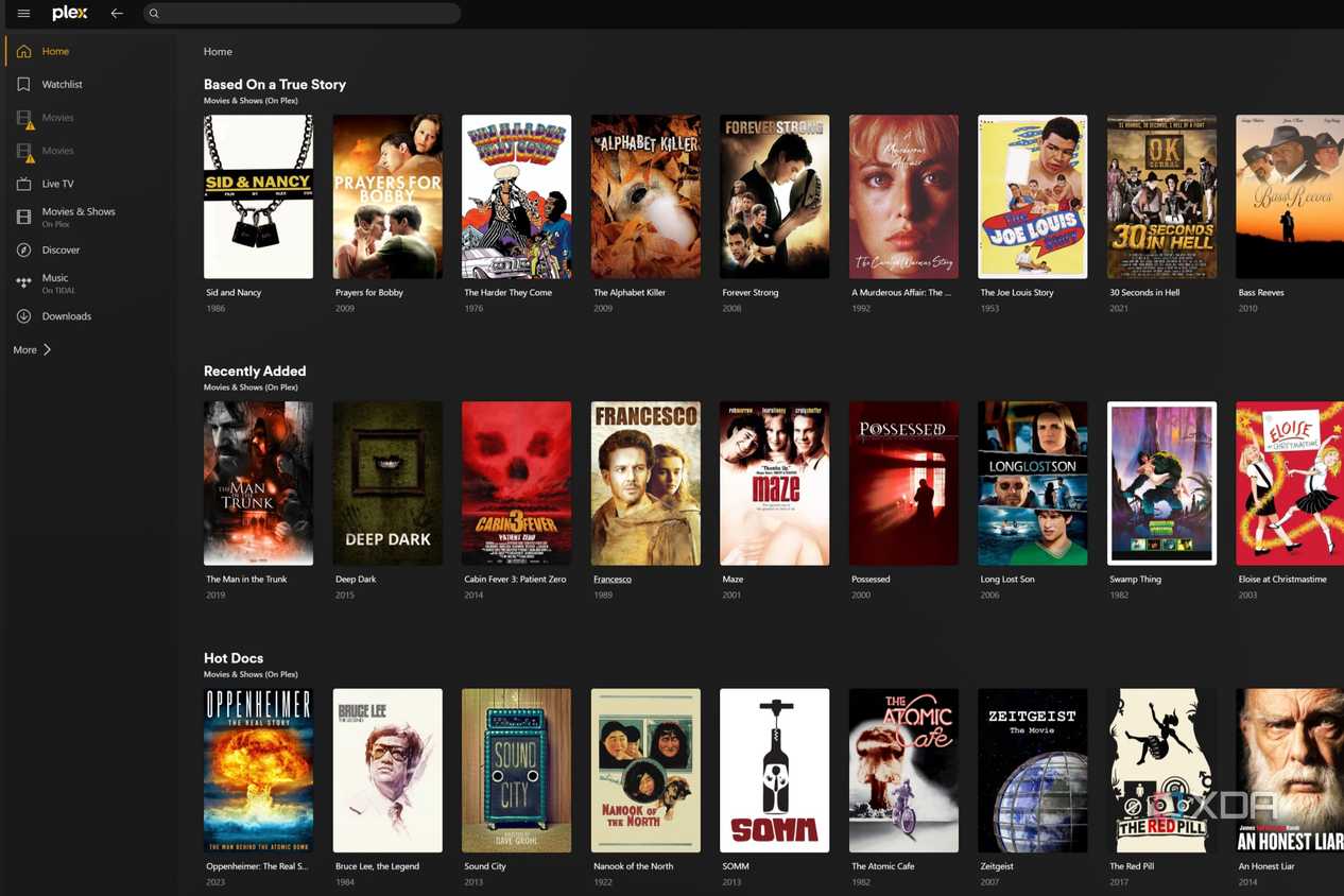A screenshot of a PC running Plex