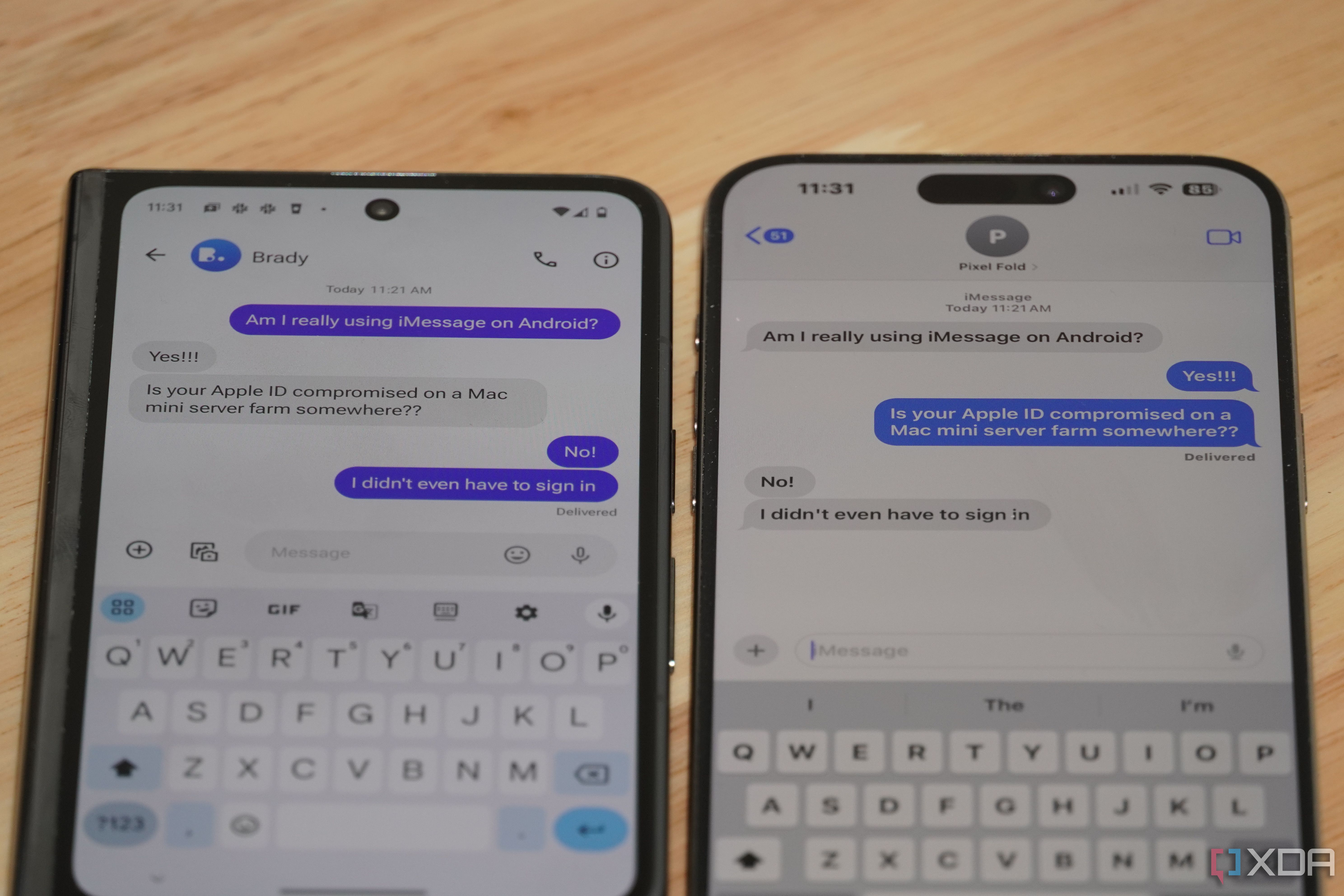 A series of texts via iMessage on Android and iPhone.