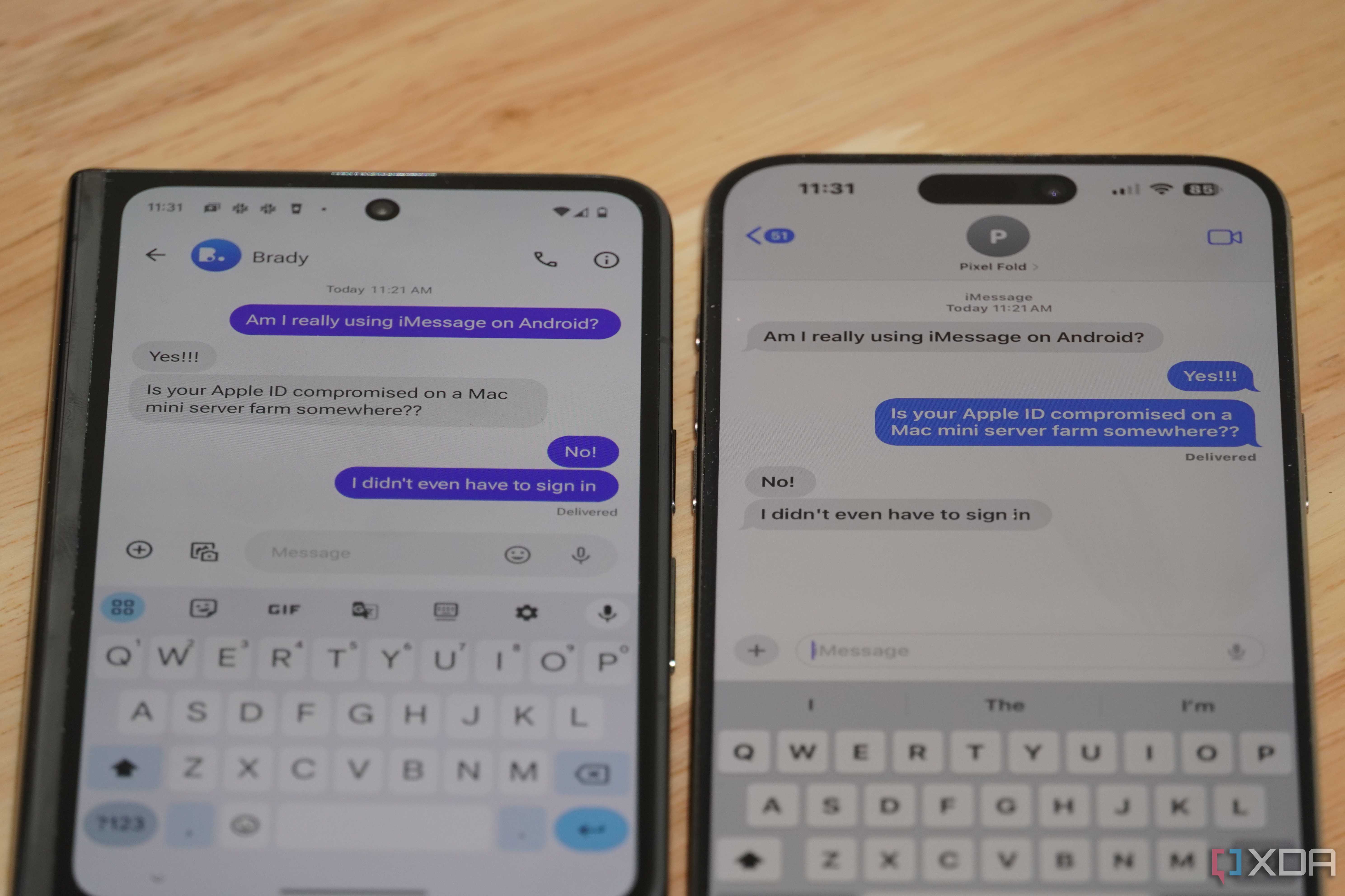 A series of texts via iMessage on Android and iPhone.