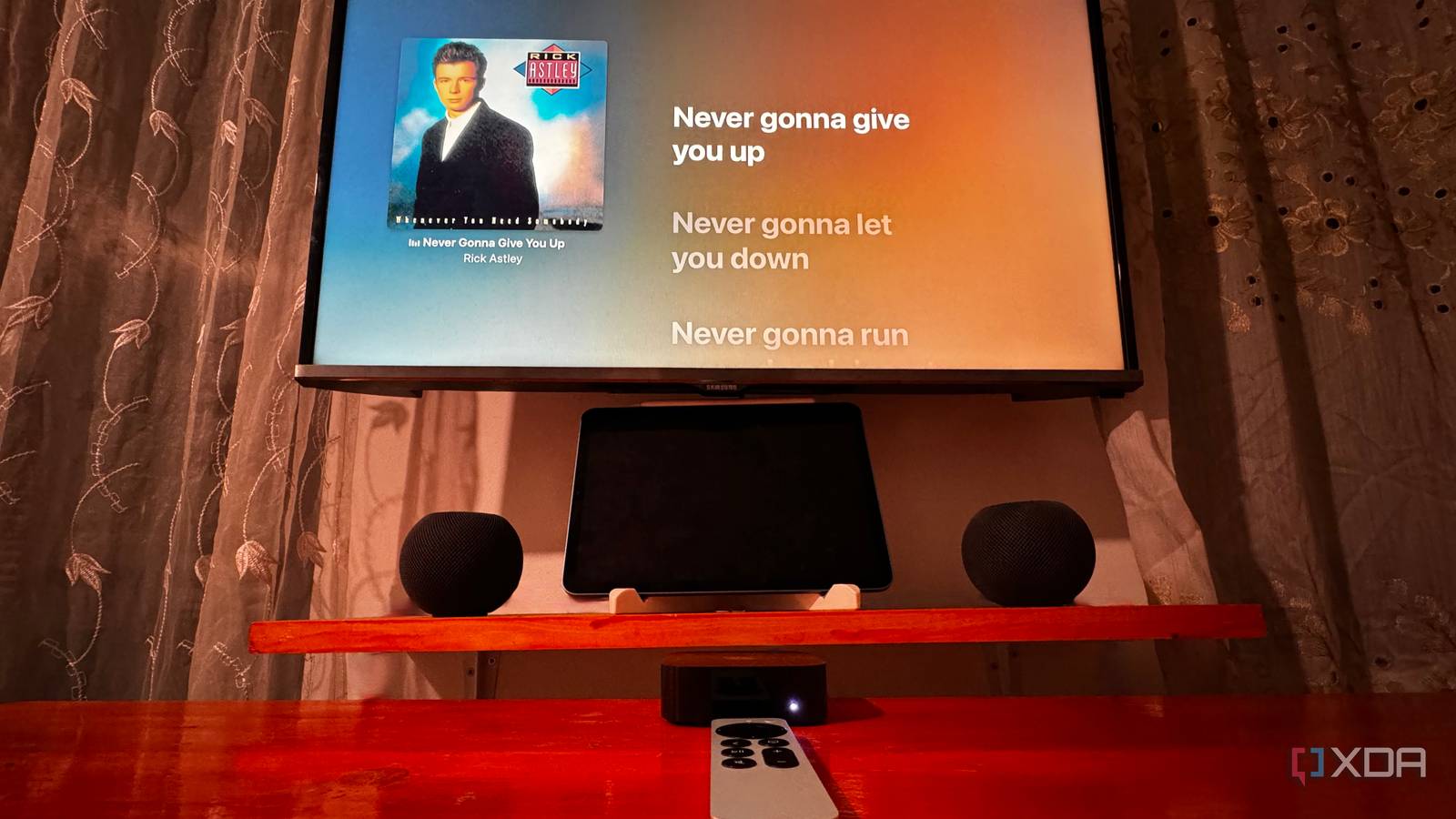 Apple TV playing music through HomePod mini stereo pair