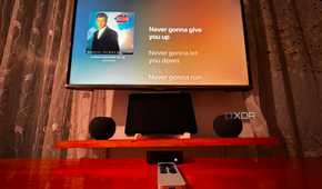Apple TV playing music through HomePod mini stereo pair