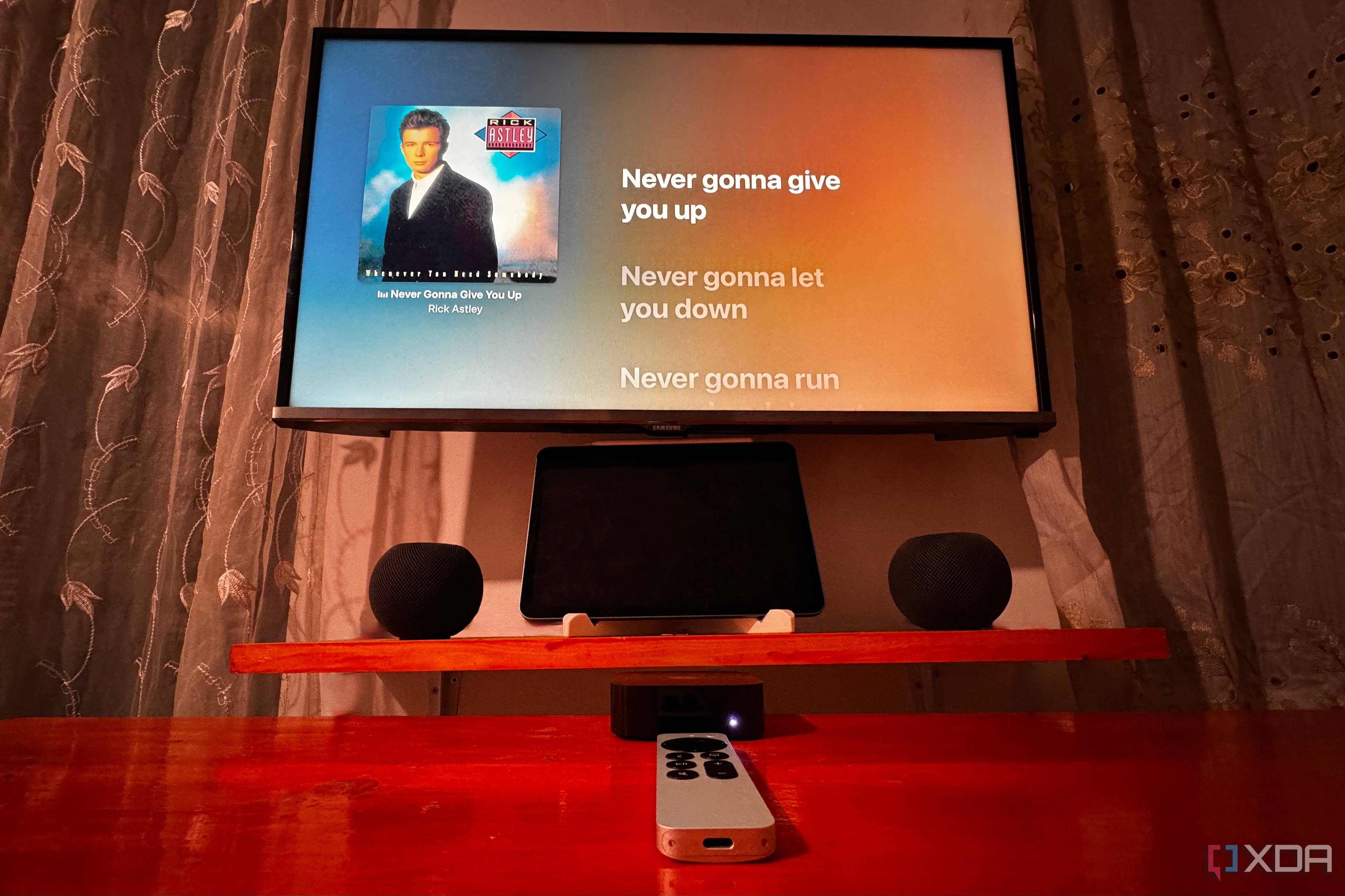 Apple TV playing music through HomePod mini stereo pair