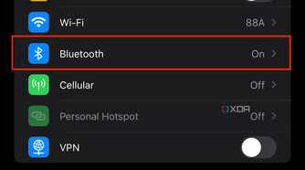 bluetooth settings on iPhone