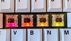 The RGB light on behind the Gateron Jupiter switches on the Lemokey L3