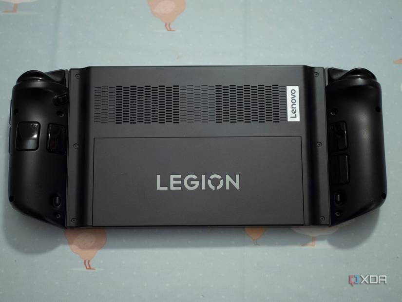 Back of the Lenovo Legion Go with the device face down on a table