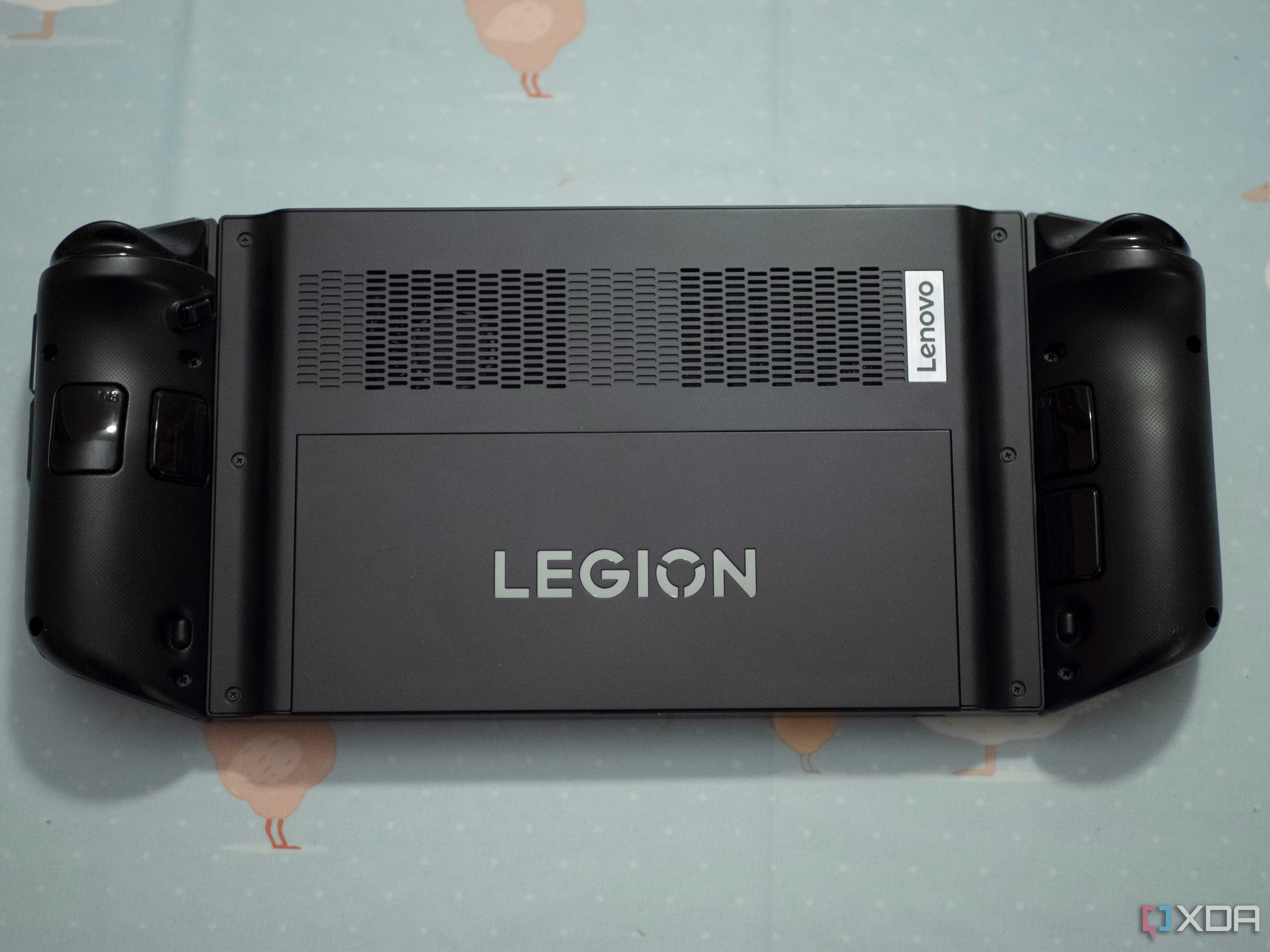 Back of the Lenovo Legion Go with the device face down on a table