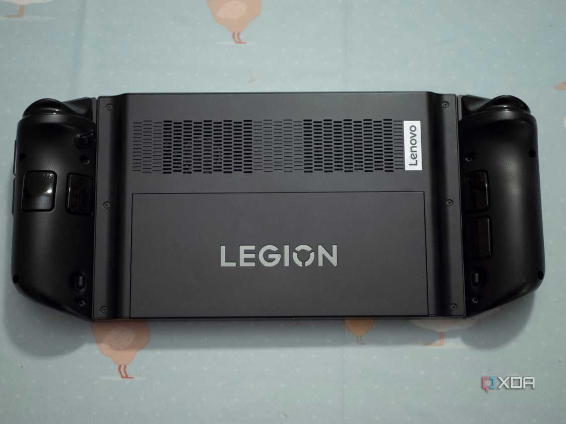 Back of the Lenovo Legion Go with the device face down on a table