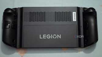 Back of the Lenovo Legion Go with the device face down on a table