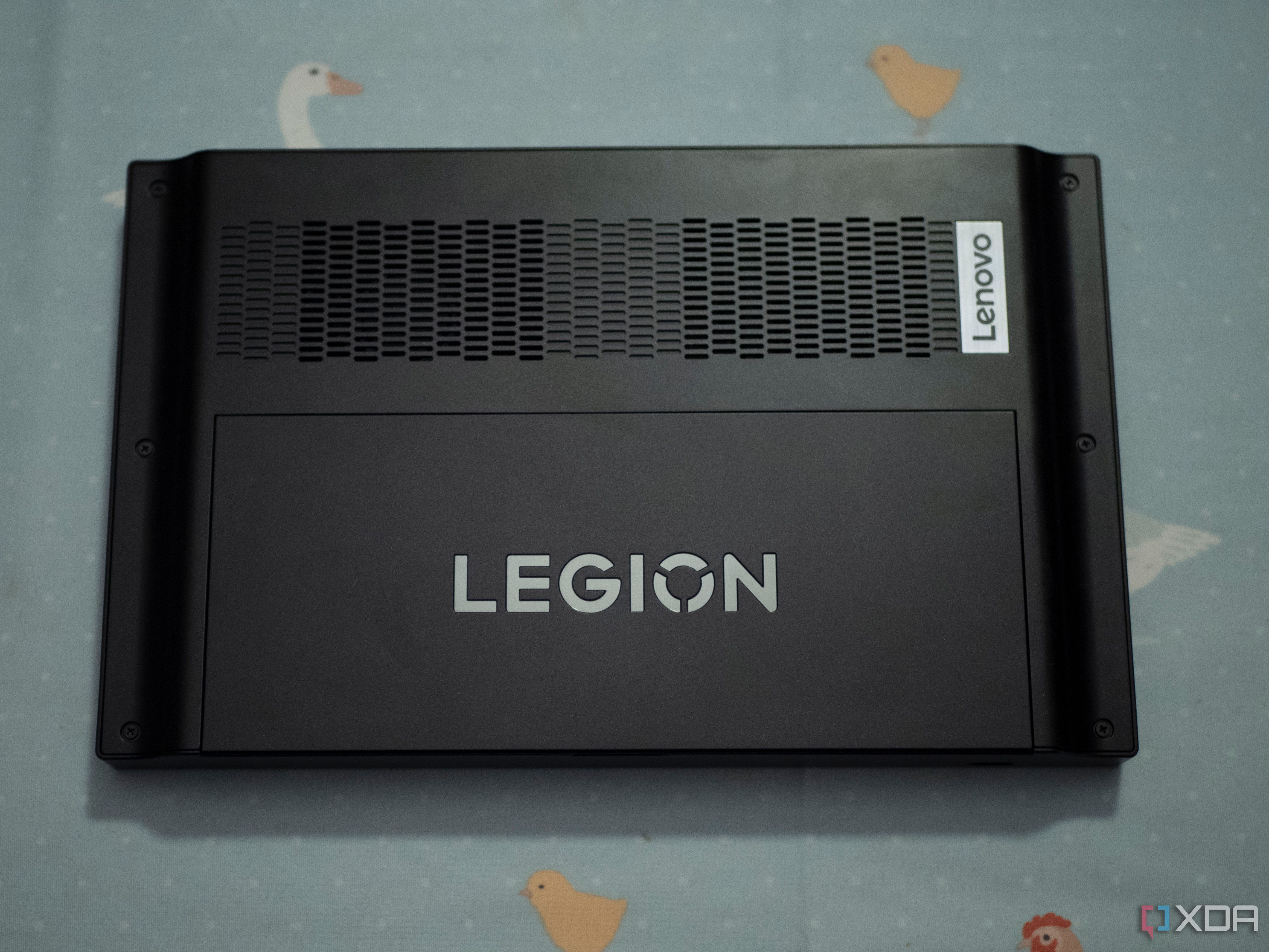Lenovo Legion Go face down on a table without controllers