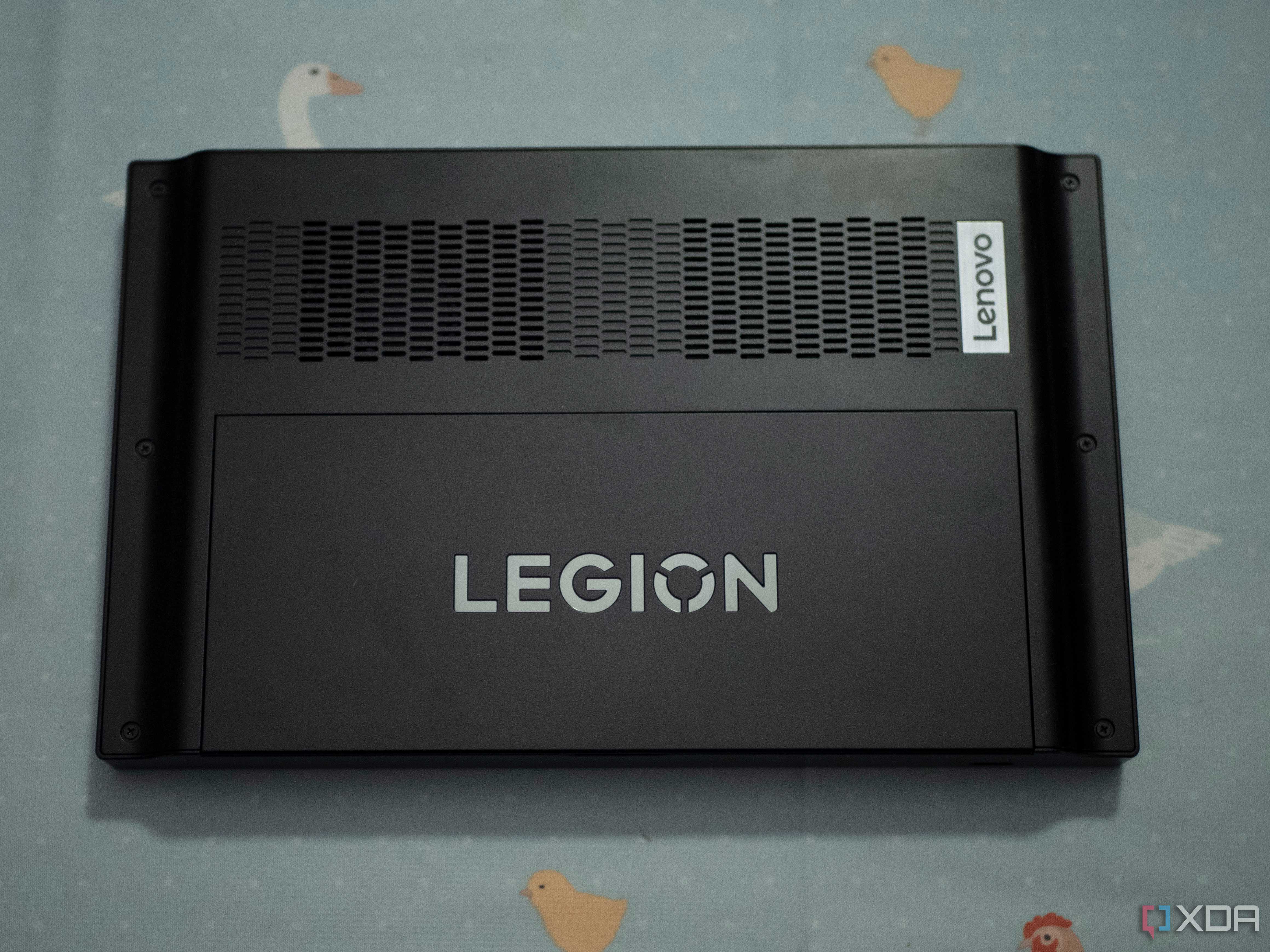 Lenovo Legion Go face down on a table without controllers