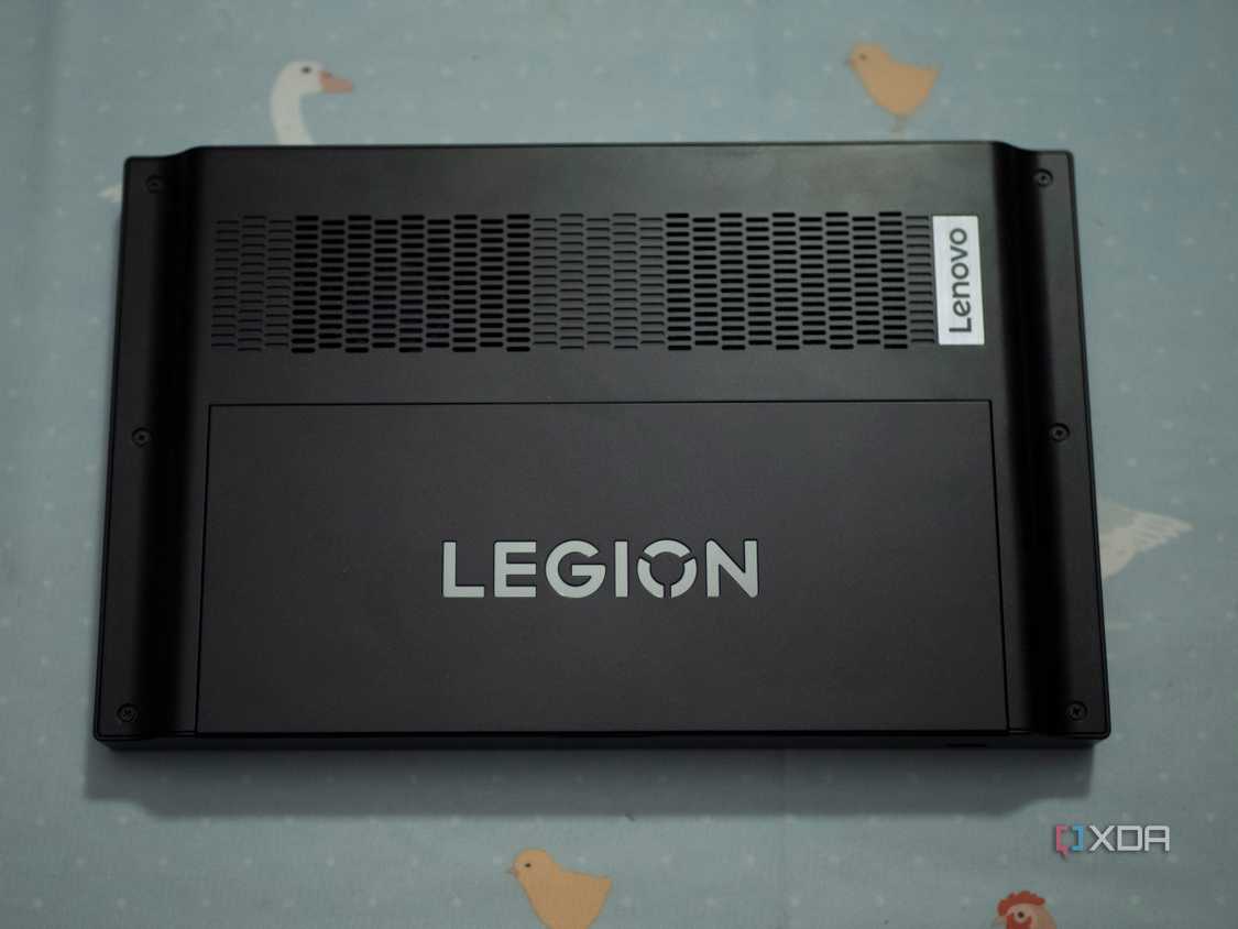 Lenovo Legion Go face down on a table without controllers
