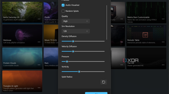 Screenshot of Lively Wallpaper customizing settings for the Fluids wallpaper