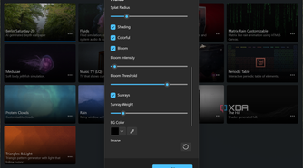 Screenshot of Lively Wallpaper customizing settings for the Fluids wallpaper