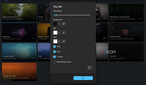 Screenshot of Lively Wallpaper customizing settings for the The Hill wallpaper