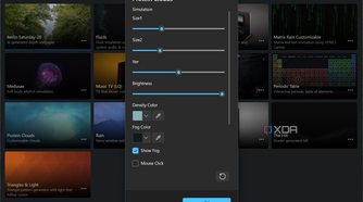 Screenshot of Lively Wallpaper customizing settings for the Protein Clouds wallpaper