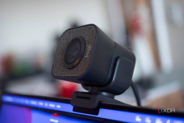 Logitech StreaCam on top of a laptop, sideways to the camera