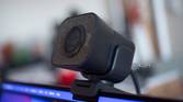 Logitech StreaCam on top of a laptop, sideways to the camera